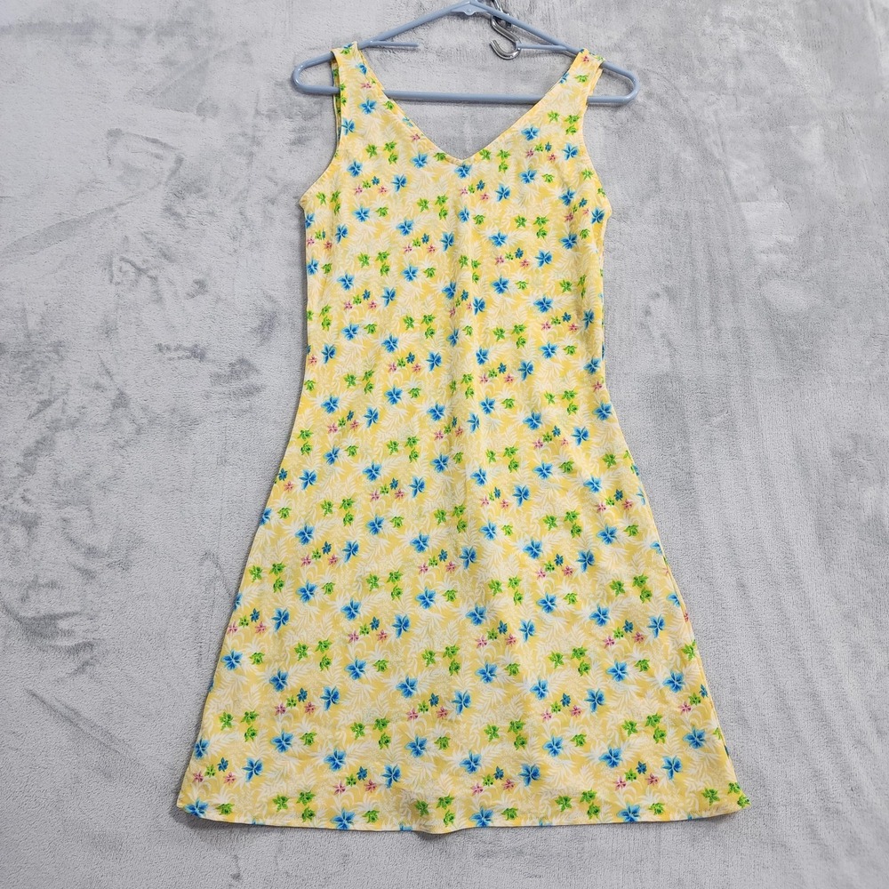 Vintage Jonathan Martin Dress Womens 5 Juniors Yellow Floral Sleeveless V-Neck
